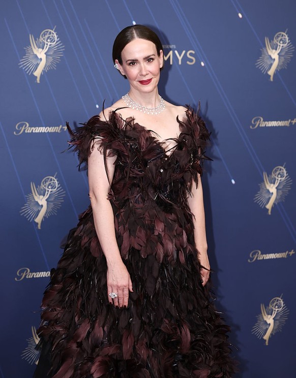 Los Angeles, CA September 14, 2025 Sarah Paulson on the red carpet at the 77th Primetime Emmy Awards at the Peacock Theater in Los Angeles, CA, Sunday, Sept. 14, 2025. (Allen J. Schaben / Los Angeles  ...