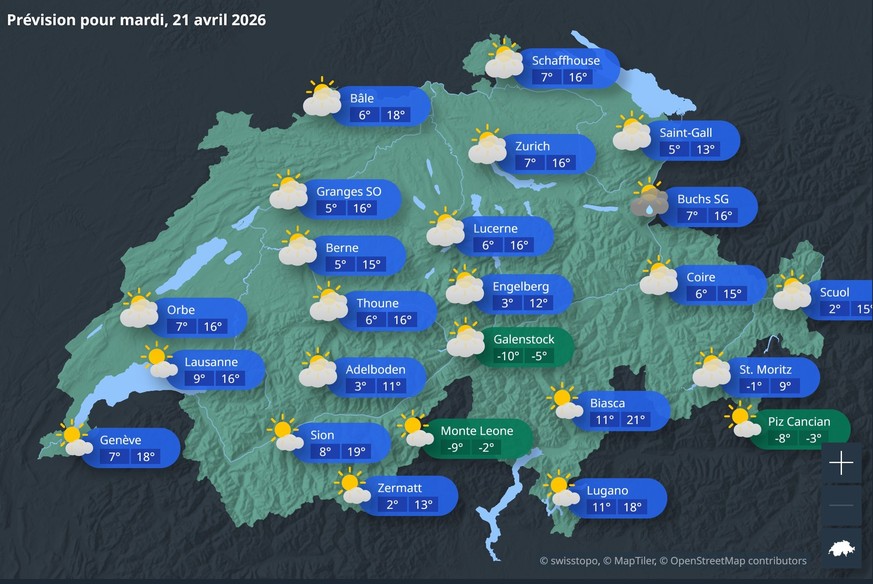 MétéoSuisse anticipe effectivement une journée relativement fraîche mardi.