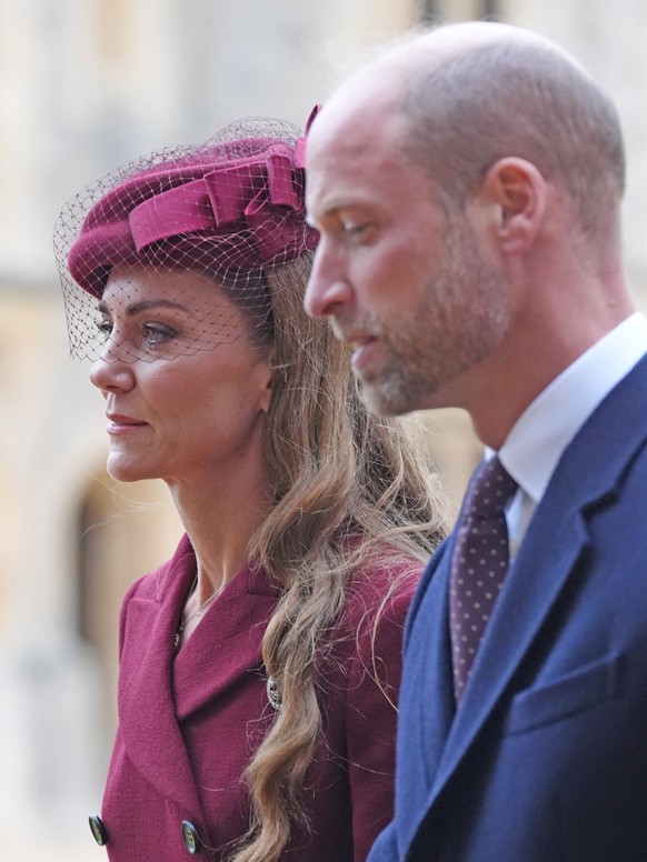The Prince and Princess of Wales during the ceremonial welcome at Windsor Castle, Berkshire, on day one of the president&#039;s second state visit to the UK. Picture date: Wednesday September 17, 2025 ...