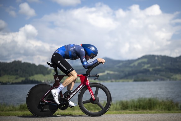 Stefan Kueng from Switzerland of Groupama-FDJ in action during the first stage, a 12.7 km time trial with start and finish in Einsiedeln, at the 86th Tour de Suisse UCI World Tour cycling race, on Sun ...
