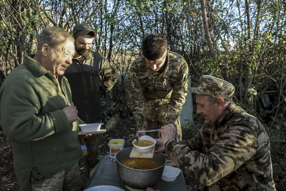 epa11679951 A handout picture made available by the press service of the 24th Mechanized Brigade of Ukrainian Armed Forces on 24 October 2024 shows servicemen of 24th Mechanized Brigade named after Ki ...