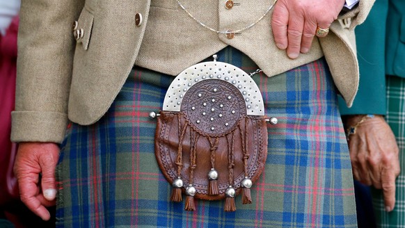 BRAEMAR, SCOTLAND - SEPTEMBER 2: (EMBARGOED FOR PUBLICATION IN UK NEWSPAPERS UNTIL 24 HOURS AFTER CREATE DATE AND TIME) King Charles III (wearing, for the first time, a kilt made from the new King Cha ...