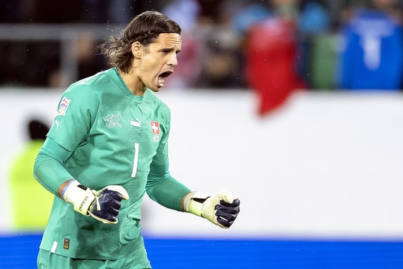 Switzerland&#039;s goalkeeper Yann Sommer reacts after the UEFA Nations League group A2 soccer match between Switzerland and Czech Republic, at the Kybunpark stadium in St. Gallen, Switzerland, Tuesda ...