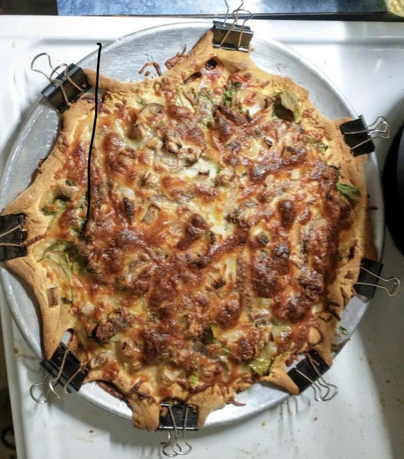 Pizza Verbrechen mit Klammern