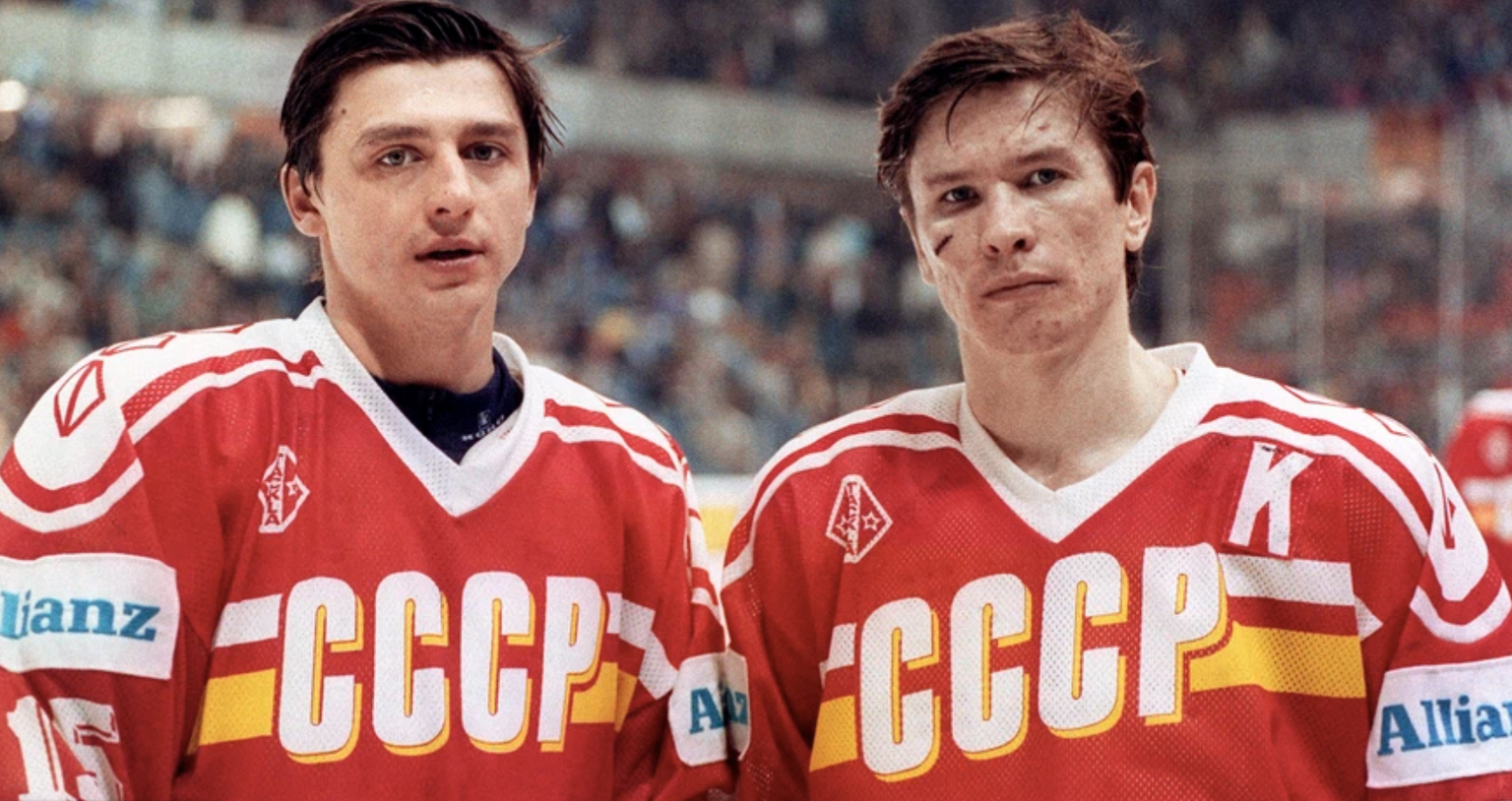 Sous le maillot soviétique avec son coéquipier de toujours, Andreï Khomutov.