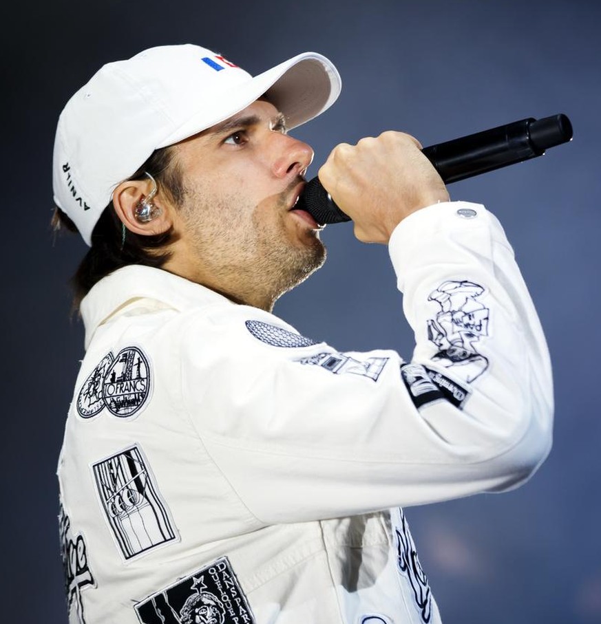 French rapper Aurelien Cotentin, a.k.a. Orelsan performs on the main stage during the 43th edition of the Paleo Festival, in Nyon, Switzerland, Friday, July 20, 2018. The Paleo is the largest open-air ...