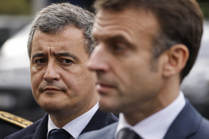 Le ministre de l'Intérieur, Gérald Darmanin et le président de la France Emmanuel Macron.
