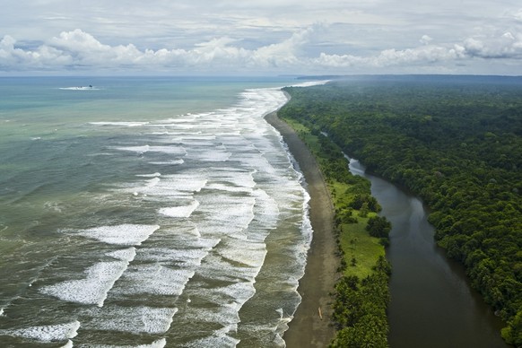 (GERMANY OUT) Costa Rica Puerto Jimenez - Aerial view of the pacific coast line of Corcovado National Park on Osa peninsula (Photo by Rolf Schulten/ullstein bild via Getty Images)
