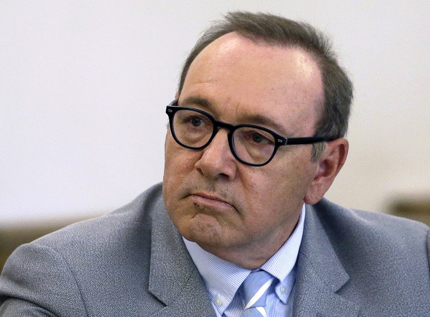 FILE - In this June 3, 2019, file photo, actor Kevin Spacey attends a pretrial hearing at district court in Nantucket, Mass. Spacey asked a judge Friday, April 8, 2022, to throw out actor Anthony Rapp ...