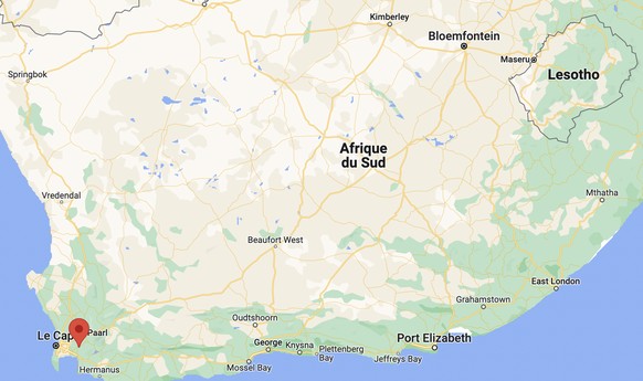 Stellenbosch, en rouge, est à l'extrême sud-ouest du pays.