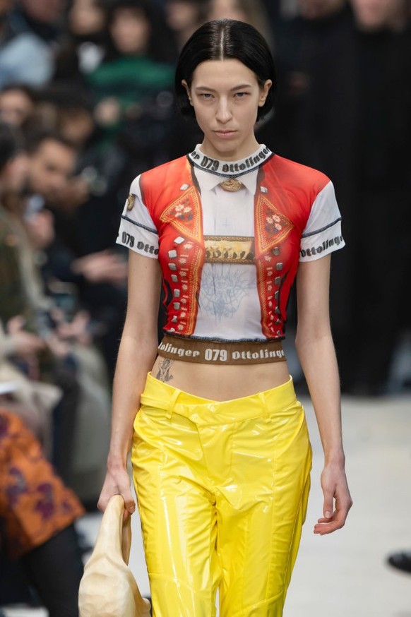 PARIS, FRANCE - MARCH 03: A model walks the runway during the Ottolinger 
Ready to Wear Fall/Winter 2024-2025 fashion show as part of the Paris Fashion Week on March 3, 2024 in Paris, France. (Photo b ...