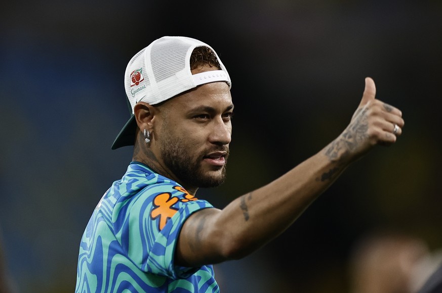 epa13008076 Brazil's Neymar reacts at the end of the international friendly match between Brazil and Panama in Rio de Janeiro, Brazil, 31 May 2026. EPA/ANDRE COELHO