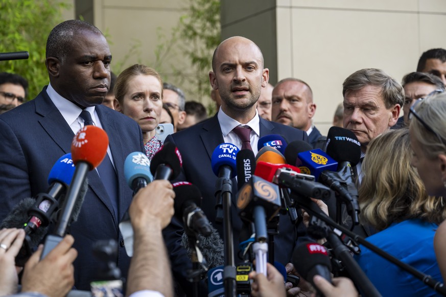 KEYPIX - British Foreign Secretary David Lammy, High Representative of the European Union for Foreign Affairs and Security Policy Kaja Kallas, France's Minister for Europe and Foreign Affairs Jea ...