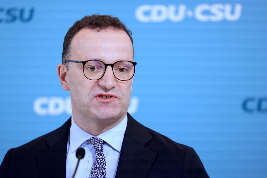 epa12096517 Christian Democrats (CDU) faction leader Jens Spahn attends a news conference before a faction meeting at the German Bundestag (Parliament) in Berlin, Germany, 13 May 2025. EPA/HANNIBAL HA ...
