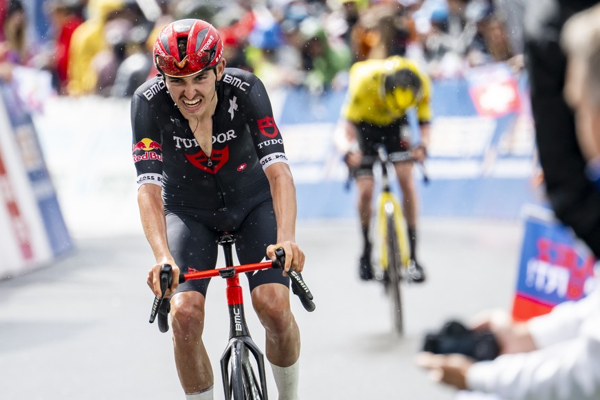 epa12071397 Mathys Rondel from France of Tudor Cycling team in action during the fourth stage, a 118,2 km race between Sion and Thyon 2000 at the 78th Tour de Romandie UCI World Tour Cycling race, in  ...