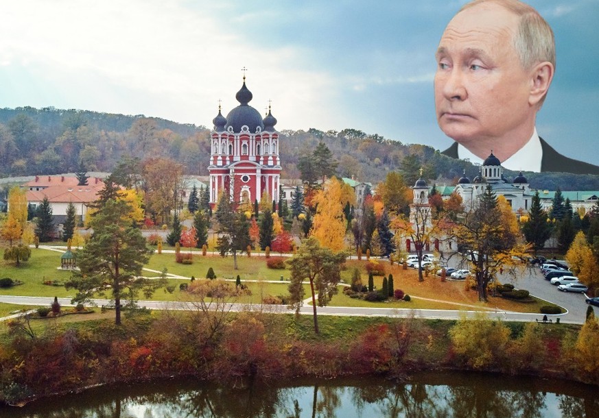 Vue aérienne du monastère de Curchi en Moldavie. Poutine aurait des vues sur le pays.