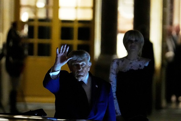 U.S. President Donald Trump departs after the dinner at the Palace of Versailles, early Thursday, June 18, 2026, in Versailles, France. Michel Euler/Pool via REUTERS