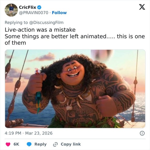 disney moana

https://x.com/PRAVIN0070/status/2036115608342090113