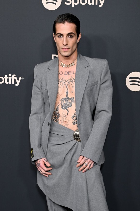 Damiano David at the Spotify Best New Artist Party held at Paramount Studios on February 1, 2024 in Los Angeles, California.