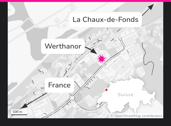 L’entreprise Werthanor au Locle a été braquée tôt ce 13 février et voici la carte.