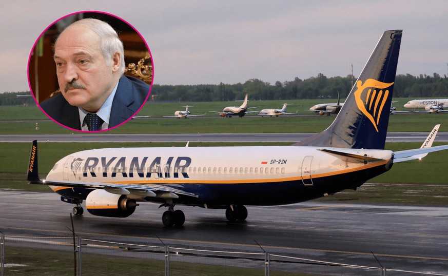 L'avion de Ryanair à Vilnius, et le président biélorusse Loukachenko.