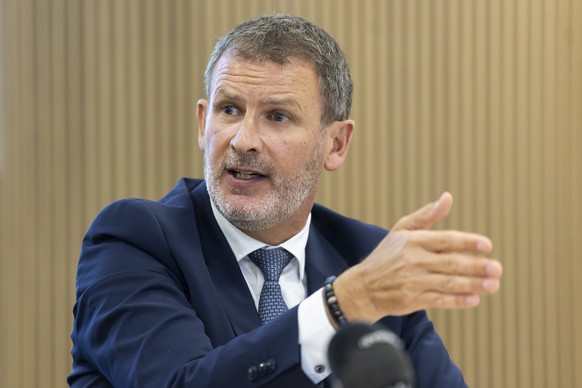 Eric Kaltenrieder, Procureur general, parle lors d'une conference de presse de la Police municipale de Lausanne et du Ministere public pour le Bilan de l'enquete 'rue de Geneve 85' ...