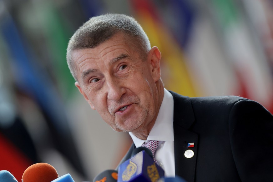 epa12832319 Czech Republic's President Andrej Babis arrives for a formal meeting of the European Council in Brussels, Belgium, 19 March 2026. Leaders are expected to discuss the situation in the  ...