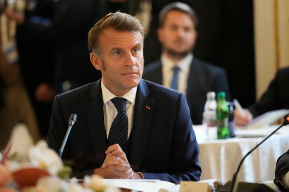 President of France Emmanuel Macron attends a plenary session at the summit of the informal MED9 group of the nine like-minded Mediterranean EU Member States, in Portoroz, Slovenia, Monday, Oct. 20, 2 ...
