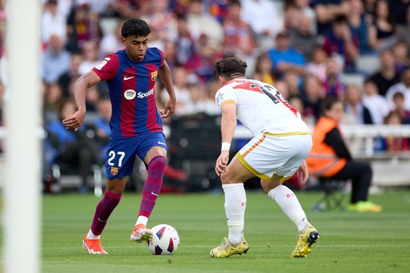 May 19, 2024, Barcelona, Spain: BARCELONA, SPAIN - MAY 19: .Lamine Yamal of FC Barcelona, Barca during the Liga EA Sports match between FC Barcelona and Rayo Vallecano at the Estadi Olimpic Lluis Comp ...