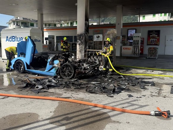Une Lamborghini prend feu dans une station-service alémanique