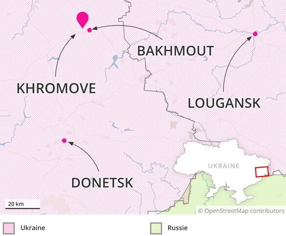 Bakhmout, Andriivka, Khromove, Donetsk et Lougansk.