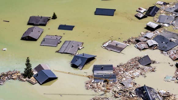 KEYPIX - A aerial view captured one day after a massive avalanche, triggered by the collapse of the Birch Glacier, shows the destruction it caused as it swept down to the valley floor and demolishing  ...