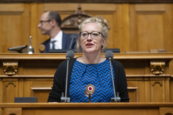 Aline Trede, GP-BE, spricht waehrend der Sommersession der Eidgenoessischen Raete, am Mittwoch, 7. Juni 2023 im Nationalrat in Bern. (KEYSTONE/Anthony Anex)