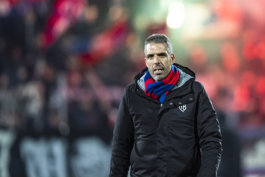 Fabio Celestini, coach of FC Basel, is seen after the Swiss Cup quarter final between Etoile Carouge FC and FC Basel 1893, at the stade de la Fontenette, Switzerland, Wednesday, February 26, 2025. (KE ...