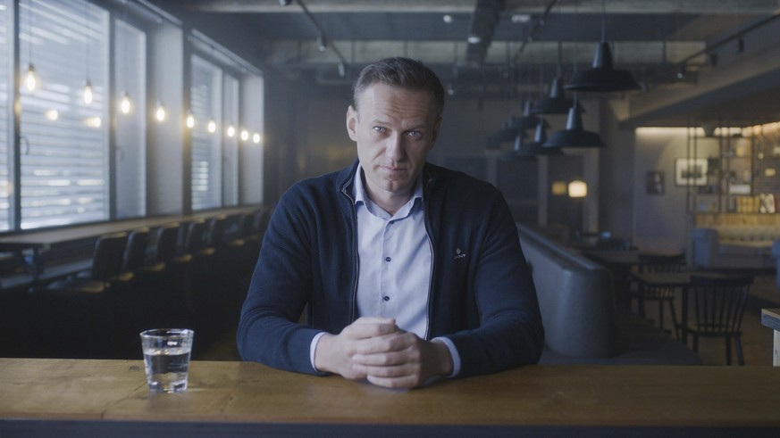 This image released by Warner Bros. shows a scene from &quot;Navalny,&quot; winner of the Oscar award for best documentary. (Warner Bros. via AP)