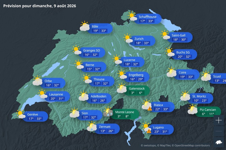 Si la pluie n'est pas totalement exclue au nord des Alpes, elle devrait être très localisée.