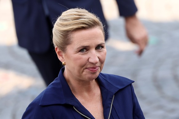 epa13109954 Denmark's Prime Minister Mette Frederiksen arrives for the Bastille Day military parade, in Paris, France, 14 July 2026. The Ukrainian president is the guest of honor at this year ...