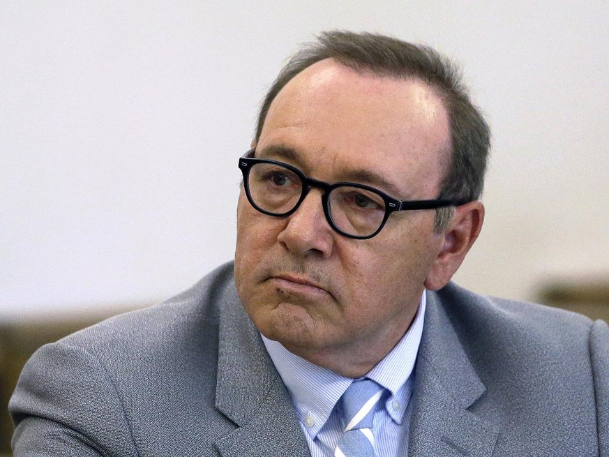 Actor Kevin Spacey attends a pretrial hearing on Monday, June 3, 2019, at district court in Nantucket, Mass. The Oscar-winning actor is accused of groping the teenage son of a former Boston TV anchor  ...