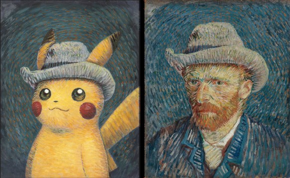 Pikachu en Vincent Van Gogh dans une exposition au musée consacré au peintre à Amsterdam.