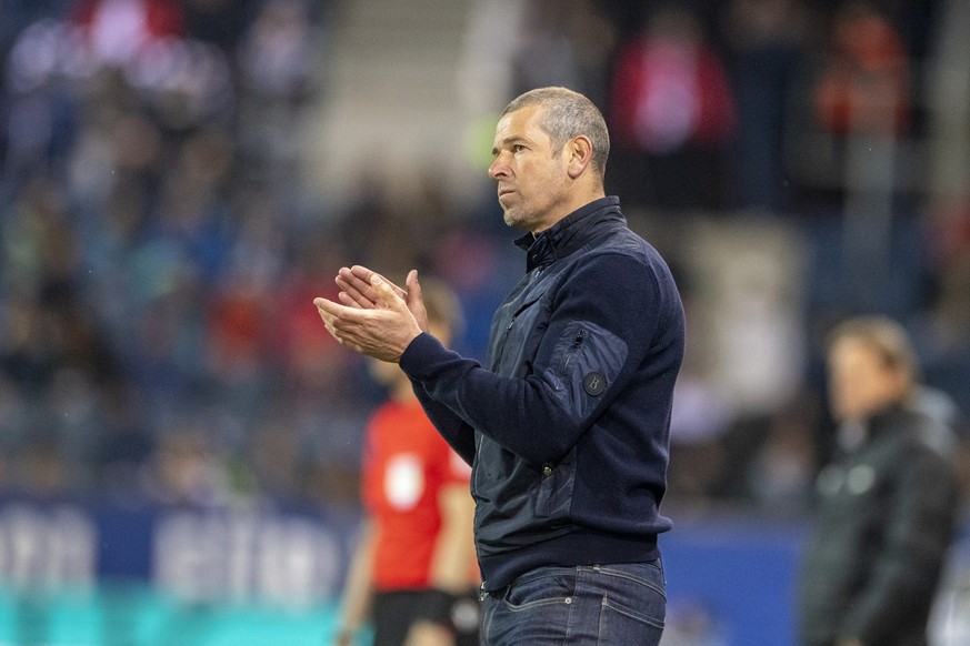 Der trainer des FC Luzern, Mario Frick beim Super League Meisterschaftsspiel zwischen dem FC Luzern und dem FC Zuerich vom Samstag, 15. April 2023 in Luzern. (KEYSTONE/Urs Flueeler)