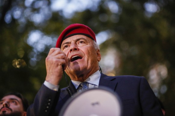 New York City Republican mayoral candidate Curtis Sliwa speaks during a New York Young Republicans Club vigil for Turning Point USA CEO and co-founder Charlie Kirk at Madison Square Park on Friday, Se ...