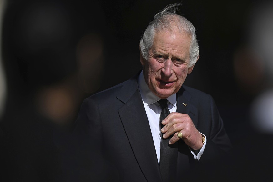 CORRECTS DATE TO SEPT. 17 Britain&#039;s King Charles III arrives for a visit to thank Emergency Service workers for their work and support, ahead of the funeral of late Queen Elizabeth II in London,  ...