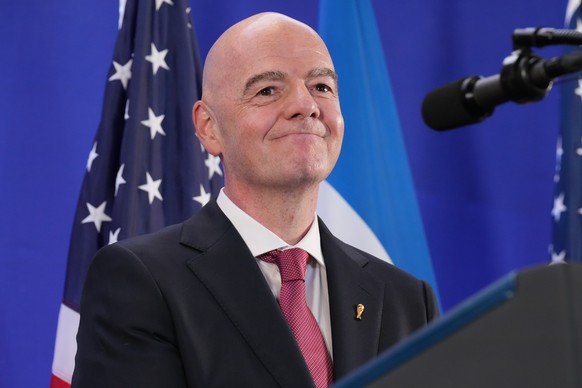 FIFA President Gianni Infantino speaks during a reception at Trump Tower with President Donald Trump in New York, Friday, July 17, 2026. (AP Photo/Jacquelyn Martin)
Trump WCup Soccer