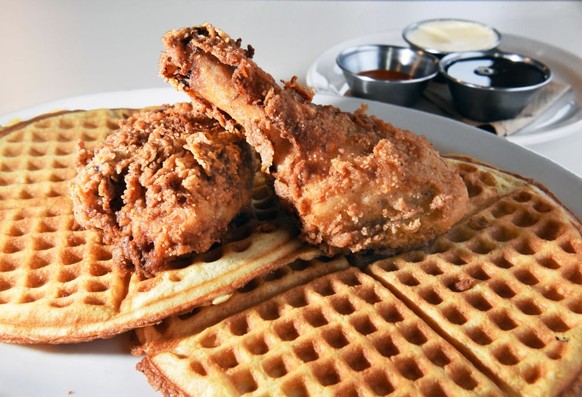 Fried chicken and waffles at Gracie&#039;s Luncheonette on Main Street Wednesday Nov. 30, 2016 in Leeds, NY. (Photo by John Carl D&#039;Annibale /Albany Times Union via Getty Images)