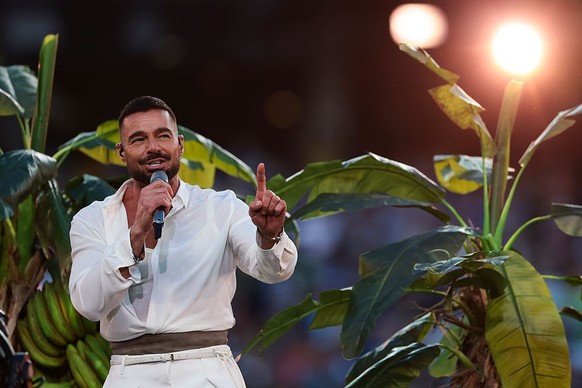 SANTA CLARA, CALIFORNIA - FEBRUARY 08: Ricky Martin performs during halftime of Super Bowl LX between the New England Patriots and the Seattle Seahawks at Levi's Stadium on February 08, 2026 in S ...