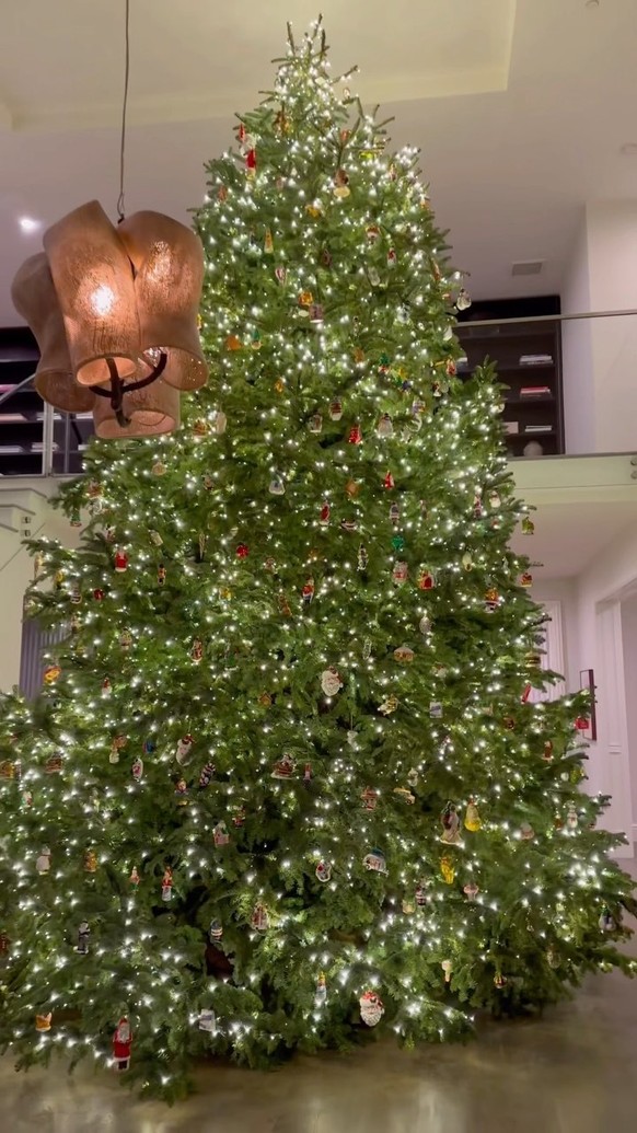 La star des réseaux sociaux a filmé l'installation de ce sapin monumental dans l'entrée de sa maison. Pas de doute, c'est un vrai!