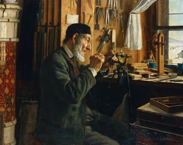 Plus on contemple ce tableau, et plus on sent qu’il s’agit d’une tranche de vie idéalisée. La douce chaleur diffusée par le poêle contribue aussi à cette impression.
https://commons.wikimedia.org/wiki ...