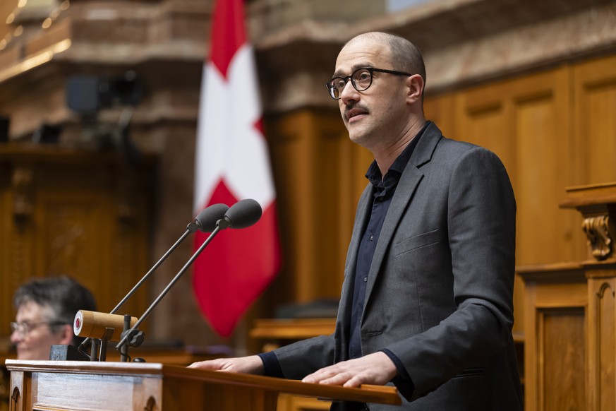 Nationalrat David Roth, SP-LU, spricht waehrend der Fruehlingssession der Eidgenoessischen Raete, am Donnerstag, 19. Maerz 2026 im Nationalrat in Bern. (KEYSTONE/Anthony Anex)