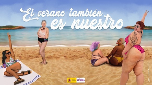 Campagne de sensibilisation du gouvernement espagnol. Le gouvernement espagnol a lancé une campagne en faveur de la diversité des corps sur la plage, s&#039;attaquant au mythe du &quot;summer body&quo ...