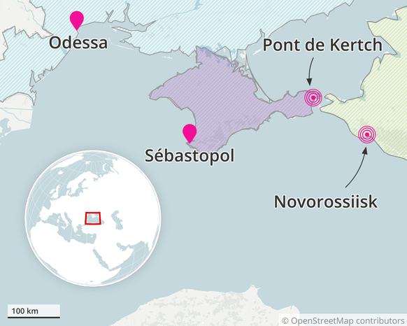 «L&#039;Olenegorsk Gornyak» était amarré devant le port russe de Novorossiisk. Par la mer, il y a près de 1000 kilomètres entre cet endroit et la côte ukrainienne près d&#039;Odessa.